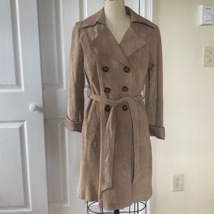 New York and Company suede trench coat size small light tan